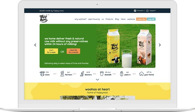 Woohoo Doodh Website Design